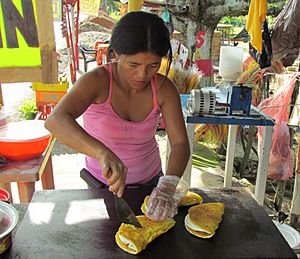 Cooking a cachapa