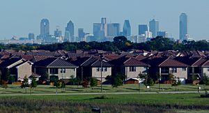 Dallas skyline and suburbs