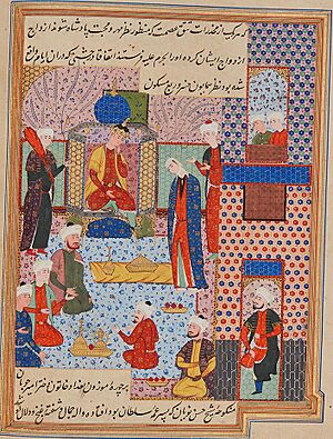 In the Court of Abu Saʿid, folio from a manuscript of Nigaristan, Iran, probably Shiraz, dated 1573-74.jpg