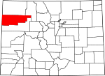 State map highlighting Rio Blanco County