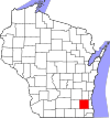 State map highlighting Waukesha County