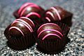 Raspberry chocolate truffle from Mary Ann's Chocolates Dessert, March 2011.jpg