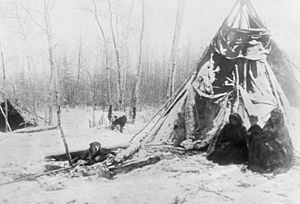 Beaver tipi in winter near Peace River Alberta - NA-1315-23