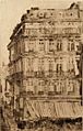 James Ensor, Houses on the Boulevard Anspach in Brussels (1888) drypoint, 13.9 x 9.2 cm., Museum of Fine Arts, Ghent