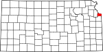 State map highlighting Wyandotte County