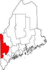 Map of Maine highlighting Oxford County