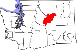 Map of Washington highlighting Douglas County