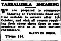 Mcinnes Bros Ad for shearing 1925