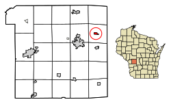 Location of Wyeville in Monroe County, Wisconsin.