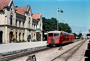 Rälsbusståg vid Visby station 1960