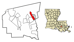 Location of Lutcher in St. James Parish, Louisiana.