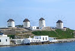 The four windmills in Mykonos