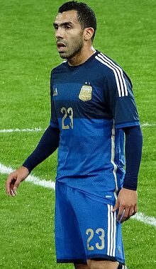 Carlos Tevez with Argentina at the Boleyn Ground in November 2014