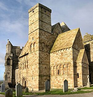 Cormac's Chapel, Rock of Cashel, Caiseal, Éire (stitched)