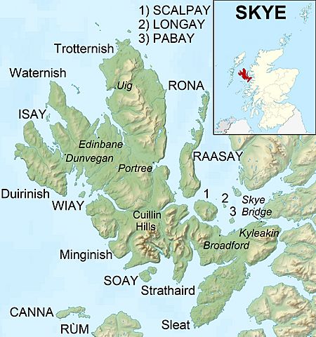 Isle of Skye UK relief location map labels