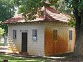 Limestone building with pollution