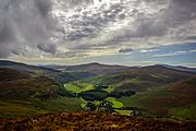 Looking into the valley into Lough Dan and Lough Tay