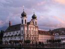 Lucerne's Jesuit Church at Sunset