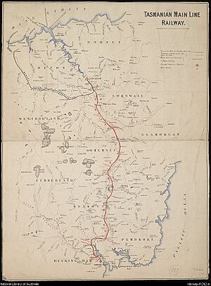 Map of Main Line Railway, Tasmania