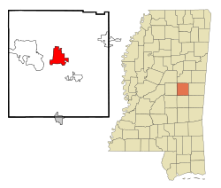 Location of Philadelphia, Mississippi