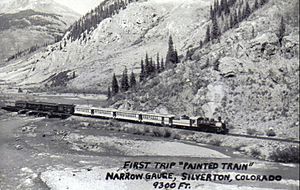 Painted Train first trip Silverton