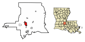 Location of Opelousas in St. Landry Parish, Louisiana.