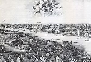 1647 Long view of London From Bankside - Wenceslaus Hollar (cropped)