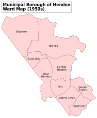 Hendon MB Ward Map 1950s