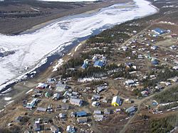 Aerial view of Kiana and the Kobuk River