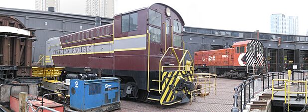 Little red locomotive at the John Street Roundhouse