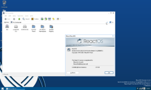 ReactOS 0.4.14 explorer and winver screenshot