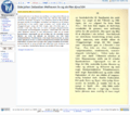 Screen shot of Norwegian Wikisource. The text can be seen on the left of the screen with the scanned image displayed on the right.