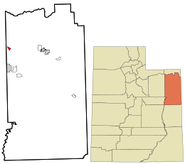 Location in Uintah County and the state of Utah