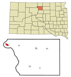 Location in Walworth County and the state of South Dakota