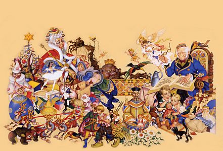 Arthur Szyk (1894-1951). Andersen's Fairy Tales, inside cover illustration (1944), New York