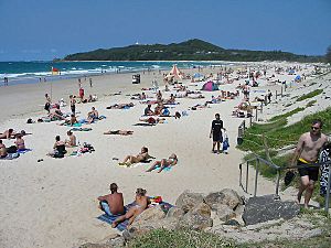 Byron Bay (Australia) main Beach from town