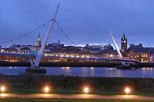 Foyle Bridge Derry at Dusk Oblique.jpg