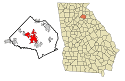 Location in Jackson County and the state of Georgia