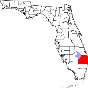 Map of Florida highlighting Palm Beach County