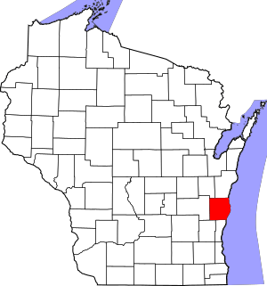 Map of Wisconsin showing Sheboygan County