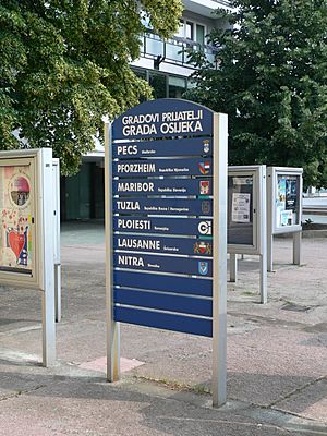 Twin towns sign, Osijek