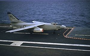 Douglas A3D-1 Skywarrior of VAH-3 landing aboard USS Franklin D. Roosevelt (CVA-42), circa in 1957