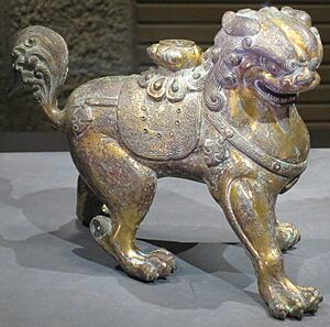 Gilt bronze lion from China, 10th century, Tokyo National Museum