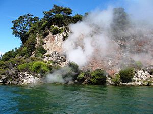 Lake Rotomahana wall steam