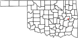 Location of Eufaula shown in Oklahoma