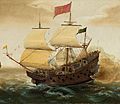 Spanish Galleon Firing its Cannon