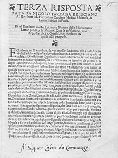 Tartaglia - Terza risposta data a messer Hieronimo Cardano et a messer Lodovico Ferraro