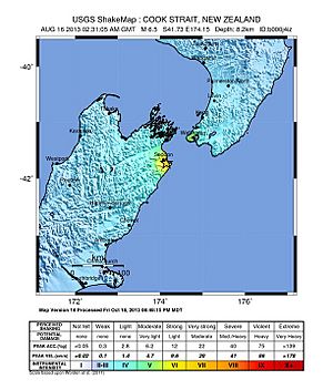 2013 Lake Grassmere Earthquake Shakemap