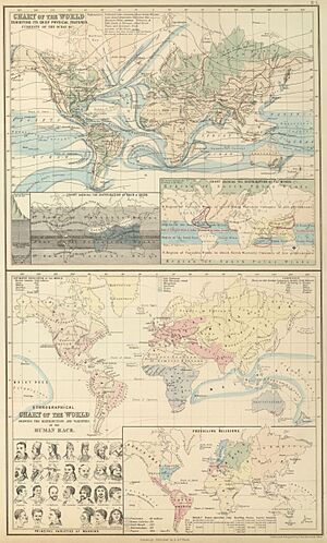 A & C Black 1854 Chart of the World