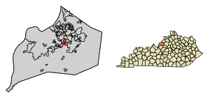 Location of Houston Acres in Jefferson County, Kentucky